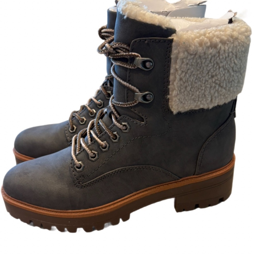 Indigo Rd Dark Grey Suede Boots Irard Hiker Faux Shearling Lining NWT Size 8